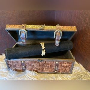 Bracelet 2 Stands Rhinestone Clasp OLD JAPAN Cream Glass Pearl